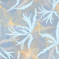 Flourish texture with line drawing snow, leaves and leaves. Abstract seamless floral nature pattern with snowflakes, lines and petals. Ornamental artistic stylish tiled winter season background. vector