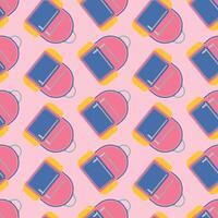 backpack seamless pattern, back to school element, school stationery design vector
