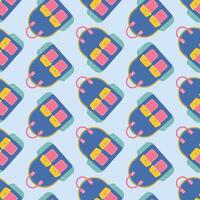 backpack seamless pattern, back to school element, school stationery design vector