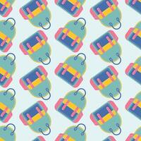 backpack seamless pattern, back to school element, school stationery design vector