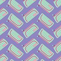 pencil case seamless pattern, back to school elements, Flat design style illustration vector