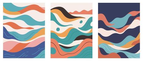 Set of Modern Colorful Abstract Wave Backgrounds vector
