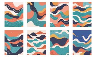 Set of Modern Colorful Abstract Wave Backgrounds vector