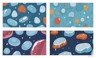 Set of Melting Ice with Water Droplets and Reflections, Poster Background, Vibrant Colors vector