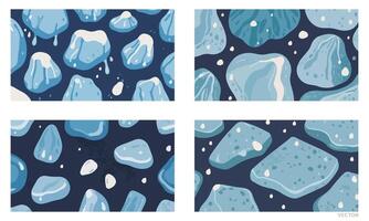 Set of Melting Ice with Water Droplets and Reflections, Poster Background, Vibrant Colors vector