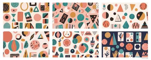 Set of Background Illustration with Hand-Drawn Geometric Shapes vector