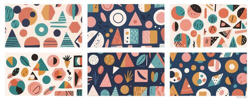 Set of Background Illustration with Hand-Drawn Geometric Shapes vector