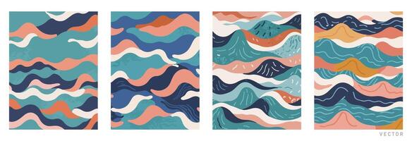 Set of Hand-Drawn Abstract Waves vector