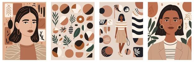 Minimalist Line Art Design with Geometric Pattern for Modern Clothing Prints vector