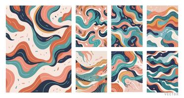 Set of Hand-Drawn Abstract Waves vector