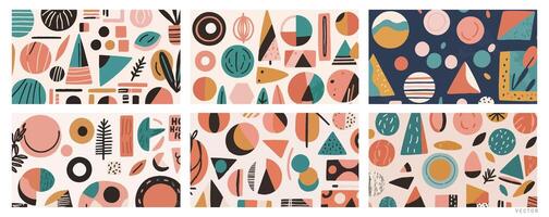 Set of Background Illustration with Hand-Drawn Geometric Shapes vector