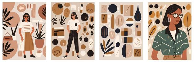 Minimalist Line Art Design with Geometric Pattern for Modern Clothing Prints vector