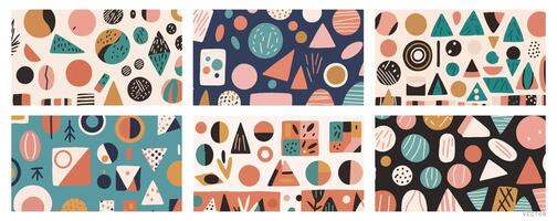 Set of Background Illustration with Hand-Drawn Geometric Shapes vector