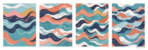 Set of Hand-Drawn Abstract Waves vector