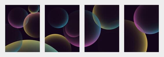 Set of Poster Backgrounds with Glowing Colorful Bubble Circles vector