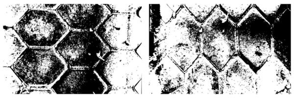Grunge Dirty Black Silhouette of Hexagonal Paving Pattern vector