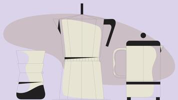 Coffee machines types and drinks illustration elements vector