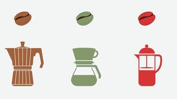Coffee machines types and drinks illustration elements vector
