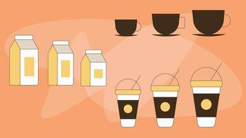 Coffee machines types and drinks illustration elements vector