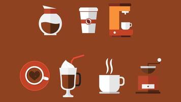 Coffee machines types and drinks illustration elements vector