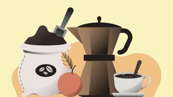 Coffee machines types and drinks illustration elements vector