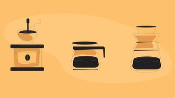 Coffee machines types and drinks illustration elements vector