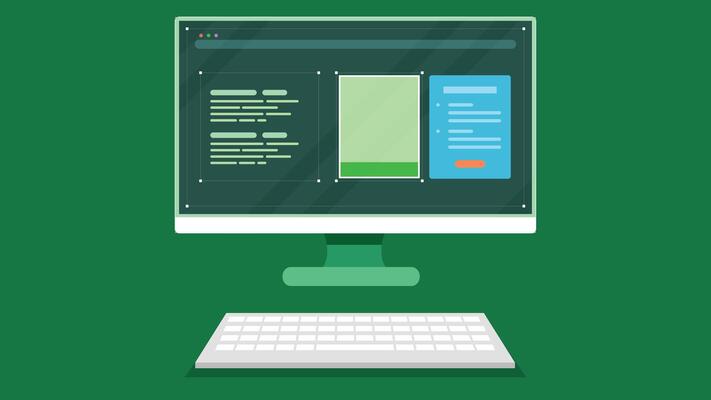 Computer screen mockup graphic illustration on solid background