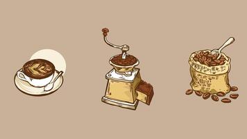 Coffee machines types and drinks illustration elements vector