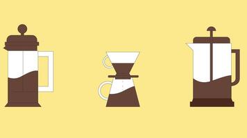 Coffee machines types and drinks illustration elements vector