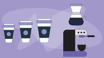 Coffee machines types and drinks illustration elements vector