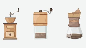 Coffee machines types and drinks illustration elements vector
