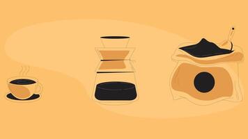 Coffee machines types and drinks illustration elements vector