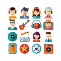 Music and Entertainment Icon Set Collection Illustration vector