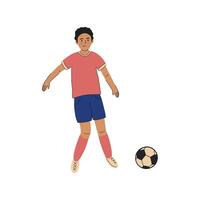 Soccer player in action, shooting a goal illustration sketch doodle hand drawn with black lines isolated on white background vector