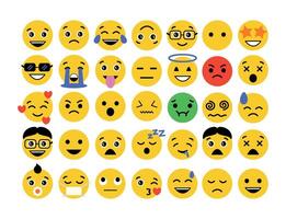 Abstract funny flat style emoji emoticon icon set vector