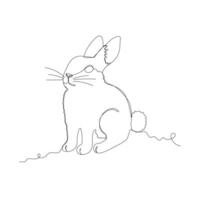 Continuous one line drawing of Easter Bunny. Cute rabbit silhouette with ears in simple minimalistic style for spring design greeting card and web banner vector