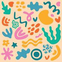 Big set of Hand drawn various colorful shapes and doodle objects. Abstract contemporary modern trendy illustration. All elements are isolated vector