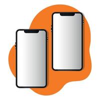 Mobile Phone. Colored Design Concept. Smartphone Mockup With Frameless White Screen. Isolated on Transparent Background vector