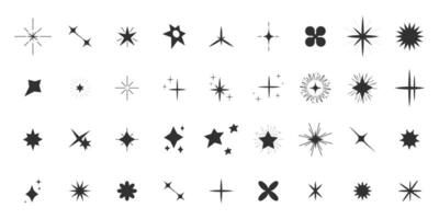 Set shine sparkle icon glare,light,blink star minimal shape, burst and rays decoration. Twinkle magic comic shine isolated on white background. vector