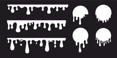 Dripping Paint molten splash, liquid flow abstract shape stain isolated on transparent background. Fluid trickle, border or stencil. vector