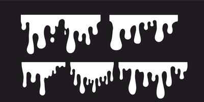 Dripping Paint molten splash, liquid flow abstract shape stain isolated on transparent background. Fluid trickle, border or stencil. vector