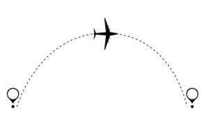 Itinerary dashed trace heart shape, line airplane flight, dotted path, romantic aircraft tracking simple minimal trip isolated on white background. Plan with start point. Tatoo vector