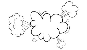 Comic speed motion effect, clouds way, trail set fast wind swirl, puff poof elements isolated on white background. Blow explosion vector