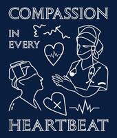 Nursing t shirt design, Compassion in every heartbeat typography, some element vector