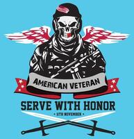 American veteran t shirt design, Serve with honor typography, 11th november vector