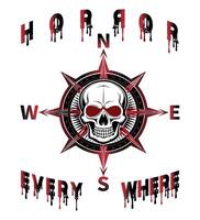 Skull T shirt Design, Horror everywhere, compus around the skull vector