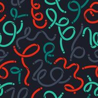 Abstract twisted shapes seamless pattern. Doodle scribble lines endless design, colorful creative minimalist style flat background illustration. Funny scribble shapes pattern vector