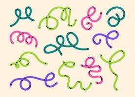 Abstract twisted shapes seamless pattern. Doodle scribble lines endless design, colorful creative minimalist style flat background illustration. Funny scribble shapes pattern vector