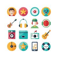 Music and Entertainment Icon Set Collection Illustration vector