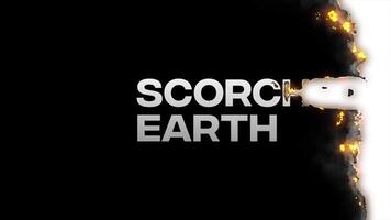 Scorched Earth title with a burning text effect video